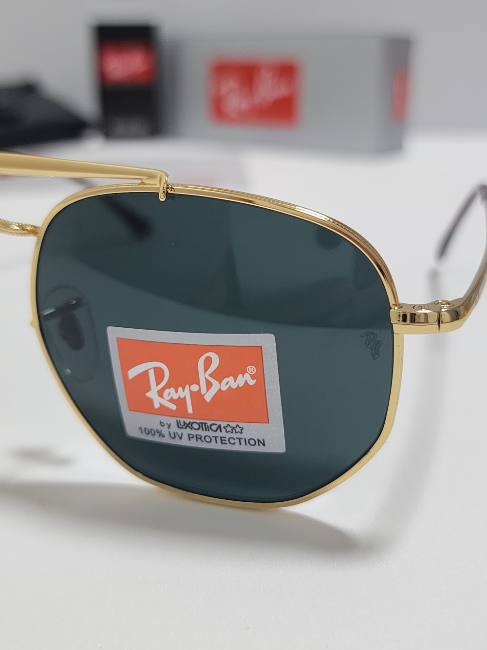 Ray-Ban RB3648 The Marshal Sunglasses Gold Frame Glass Gray Lens 54-21 mm