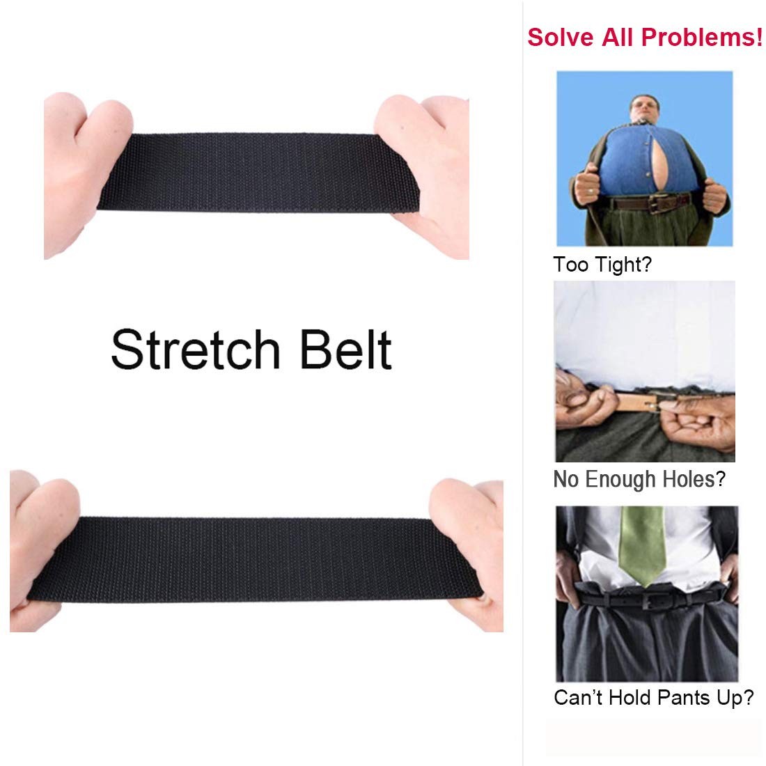 Mens Tactical Belt Military Elastic Stretch Duty Riggers Belt Metal Buckle