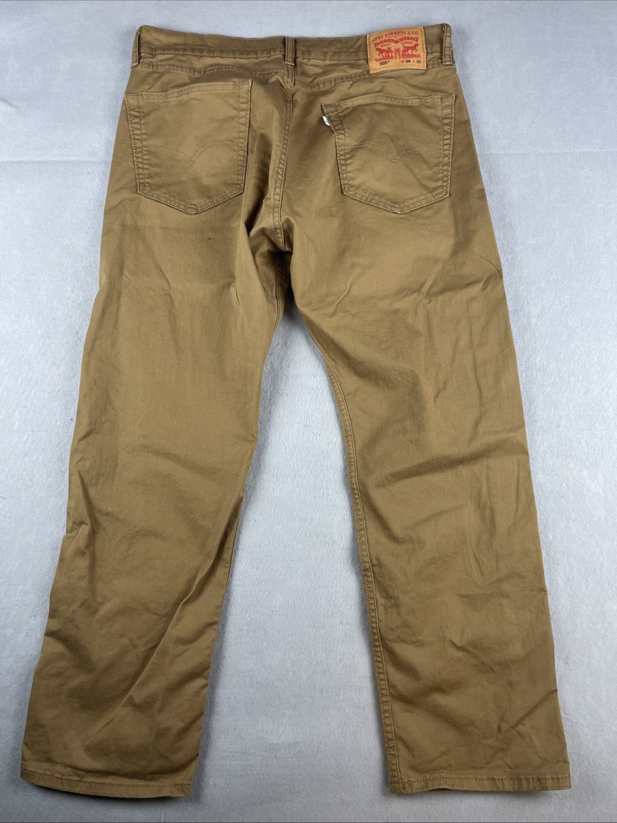 Levi’s 505 Men’s 35×30 Straight Fit Stretch Slub Twill Jeans Color Caraway Tan