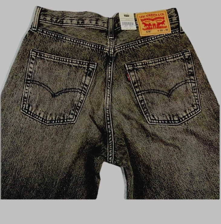 Nwt Levi’s 578 Baggy Denim Jeans Mens 34 X 32 Y2K Cotton Black Gray A4750-0029