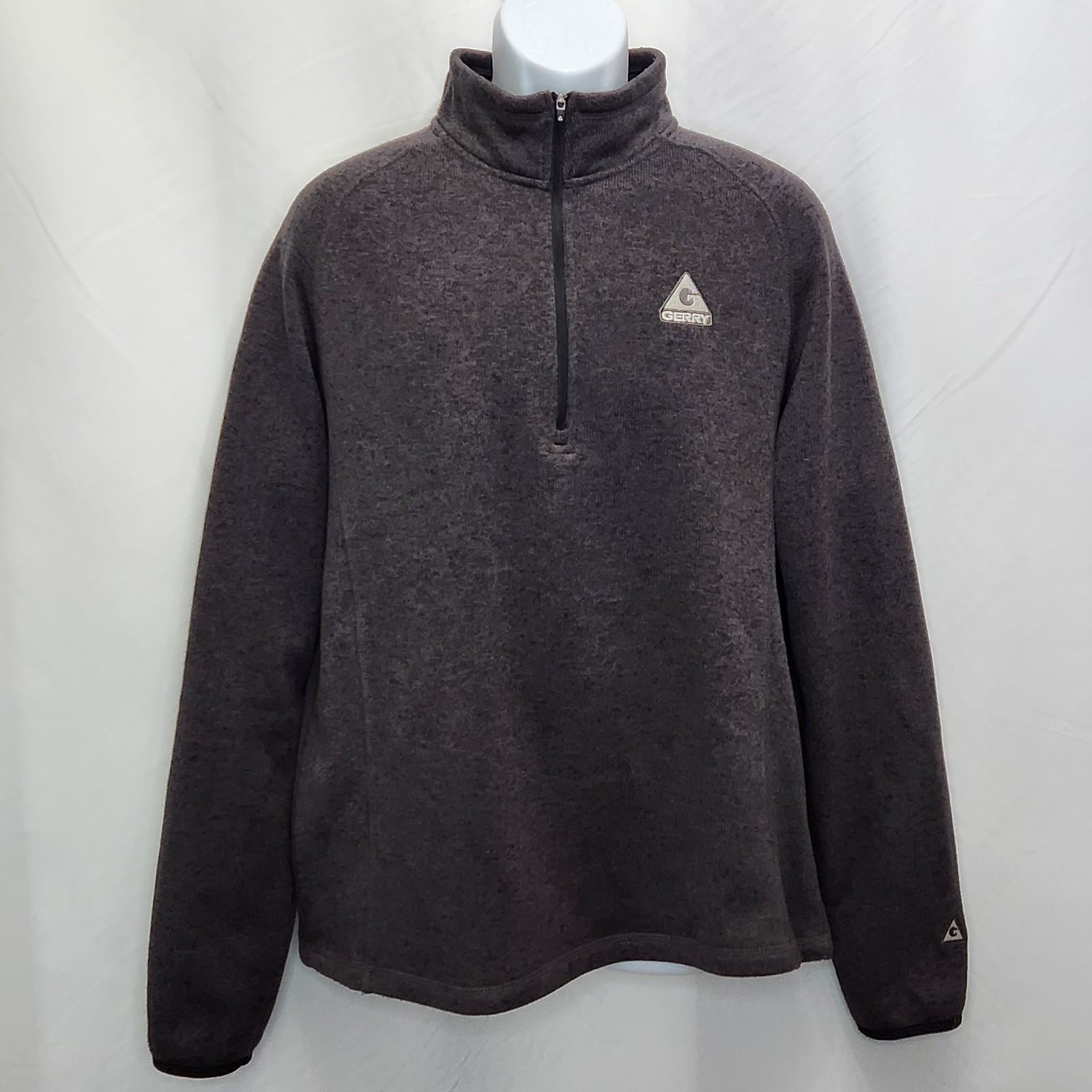 Gerry 1/4 Zip Pullover Sweater Mens Large L Charcoal Gray Long Sleeve Casual A11
