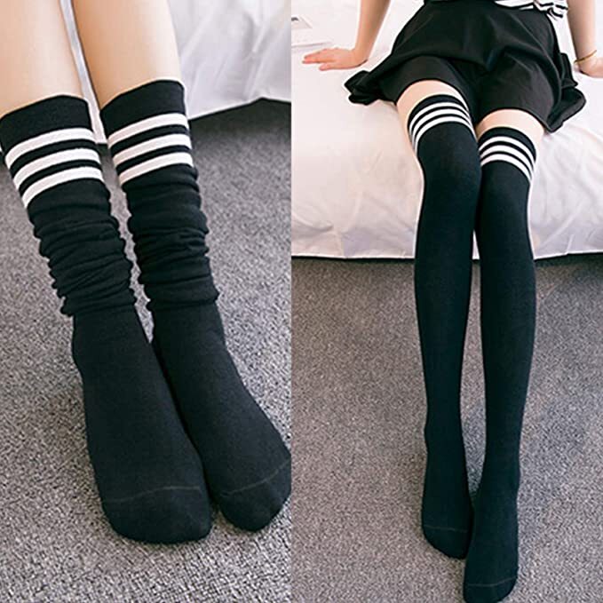 Girls Ladies Women Thigh High Over the Knee Socks Extra Long Cotton Stockings US