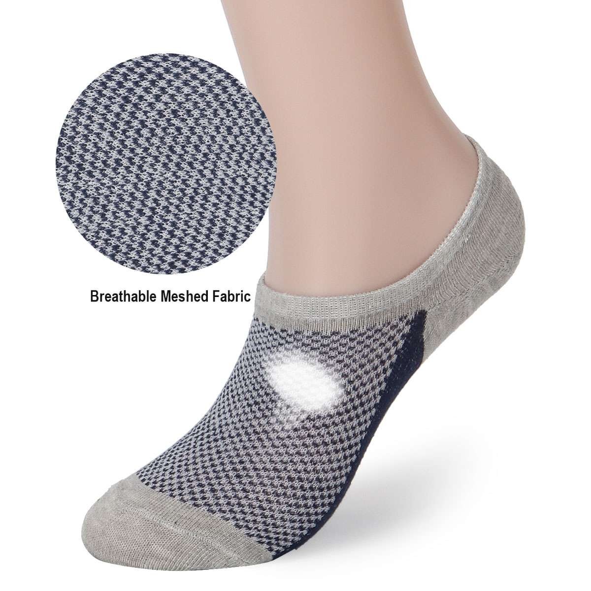 5 Pairs Men Casual Boat Socks Non-Slip Invisible Low Cut No Show Liner Sock