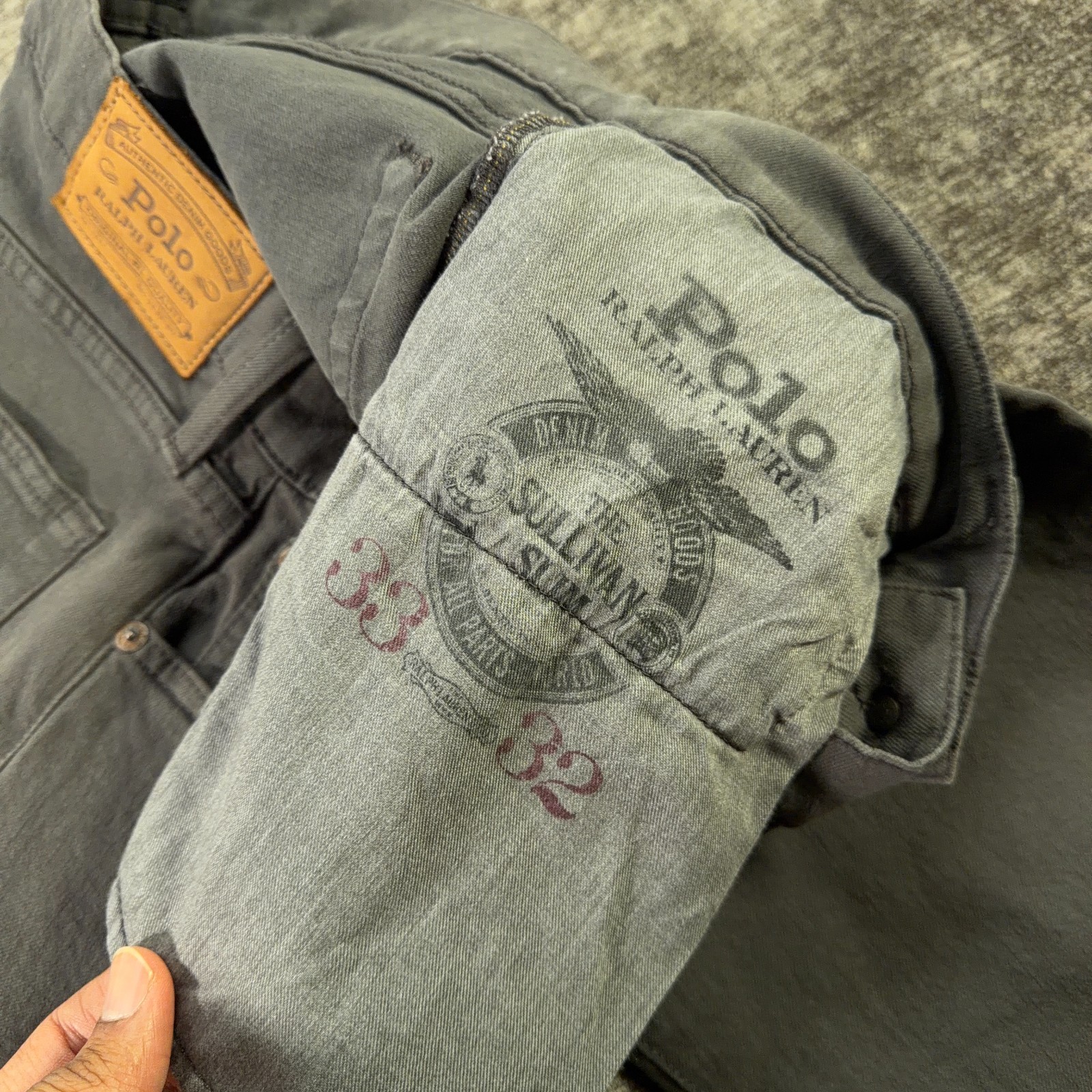 Polo Ralph Lauren Jeans Men Actual 34×32 Gray Denim The Sullivan Slim Fit Tag:33