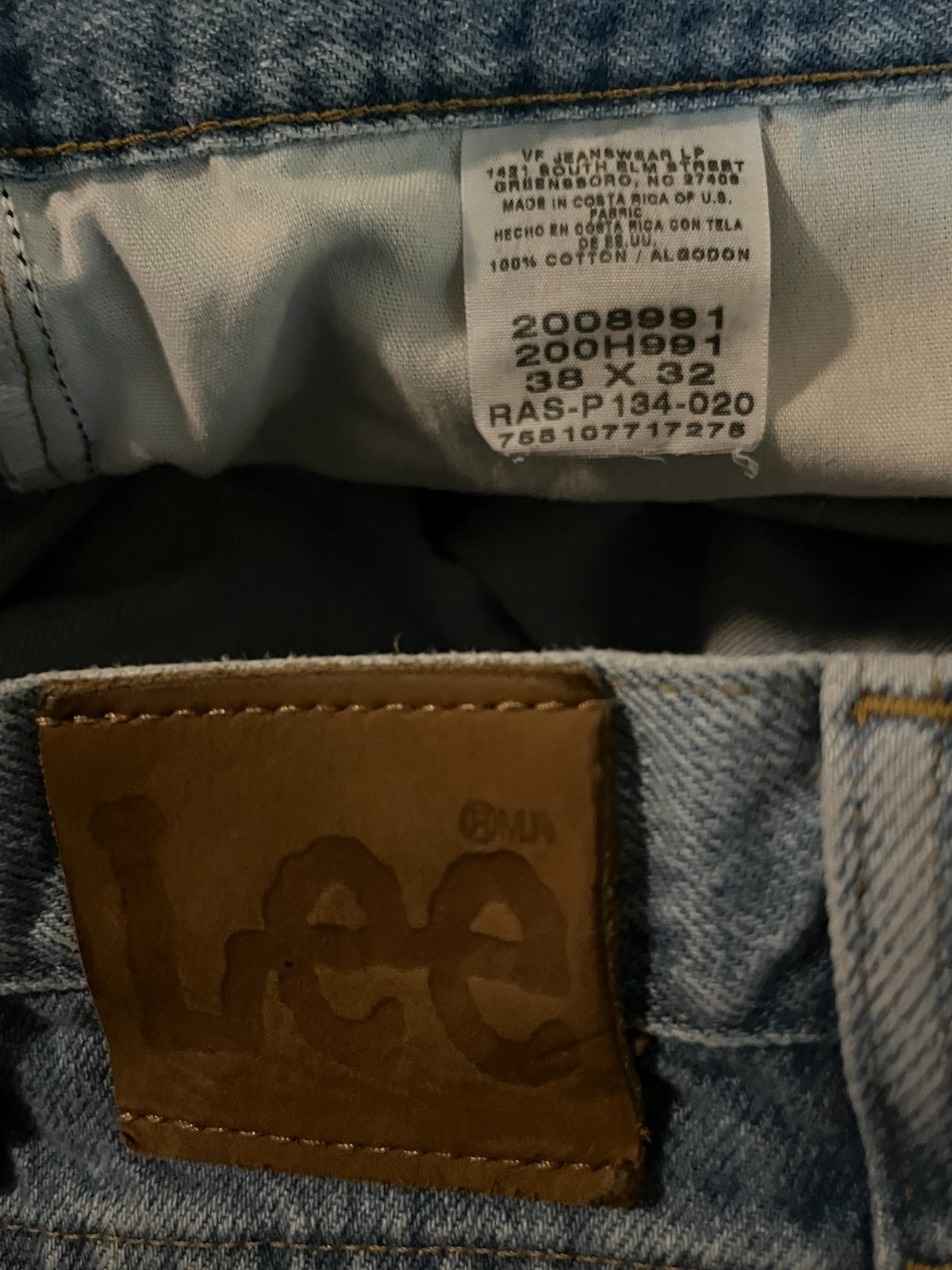 Vintage Lee Original Straight 100% Cotton Blue Denim Jeans Men 38×32
