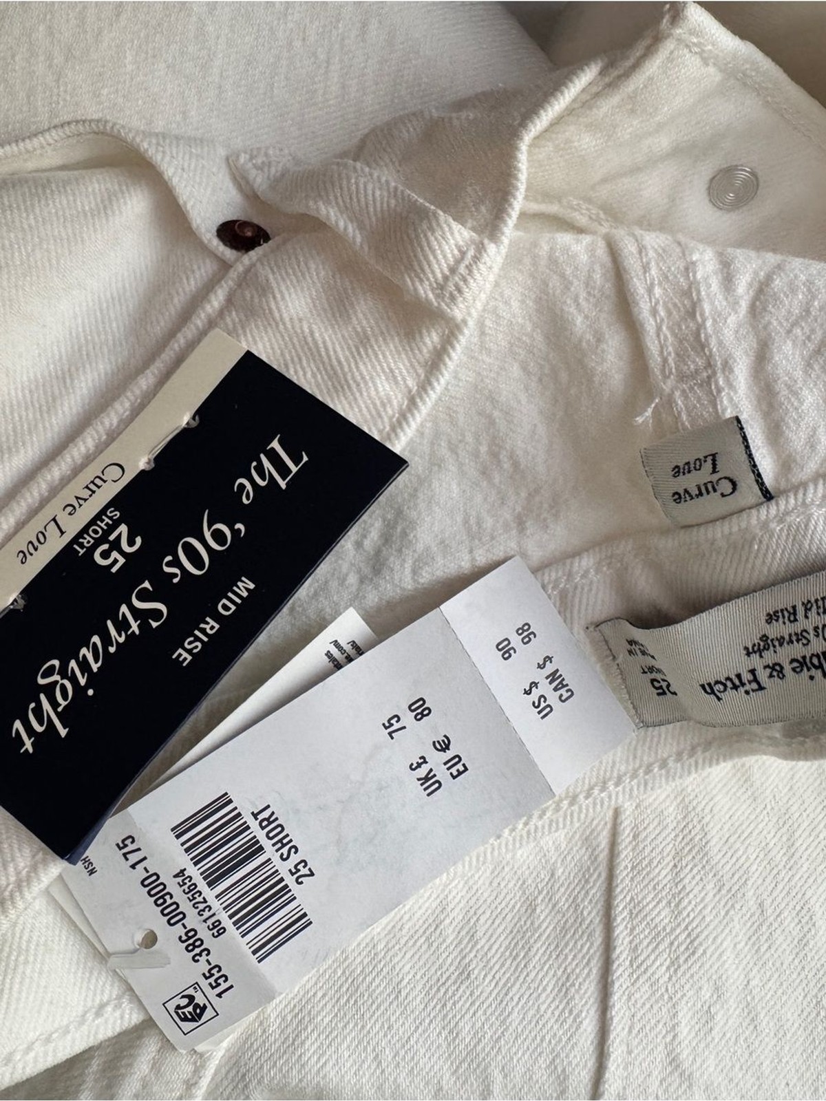 Abercrombie Curve Love Mid-rise 90’s Straight Women’s White Jeans