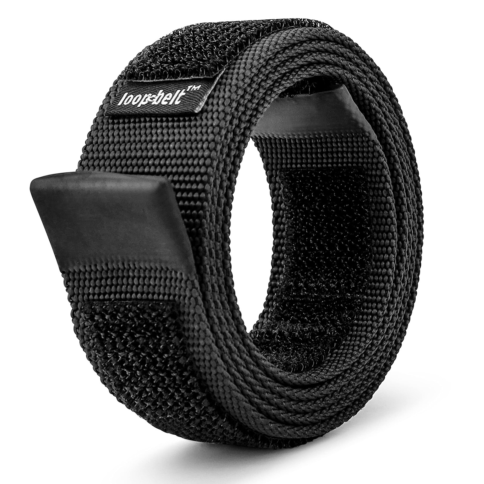 Reversible No-Scratch Web Belt with Hook & Loop Fasteners Black Medium 34-38