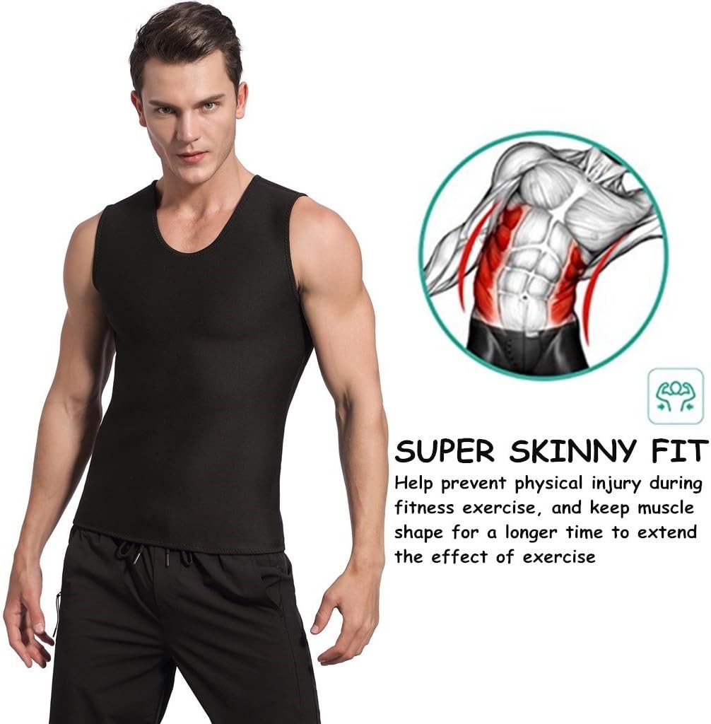 Men Slimming Body Shaper Waist Trainer Tank Top Fat Burn Belly Compression Vest