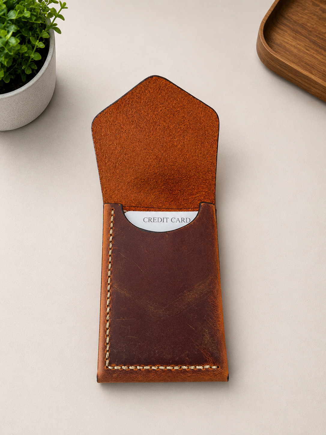 Leather Cash Wallet, Mens Minimalist Front Pocket Wallet, Slim Flap Wallet
