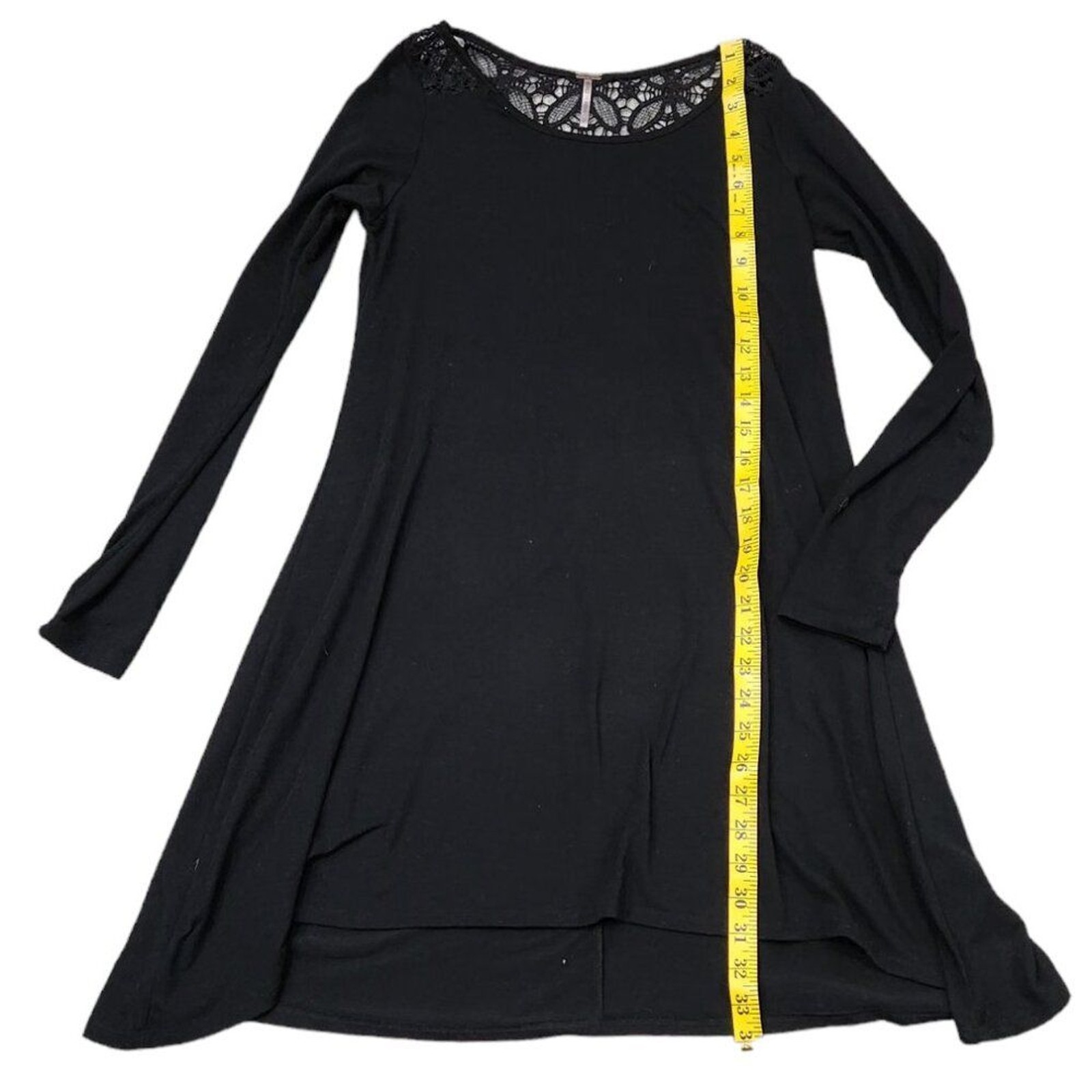 Poof! Black Shirt Mini Dress Long Sleeve Stretch Lightweight Size S