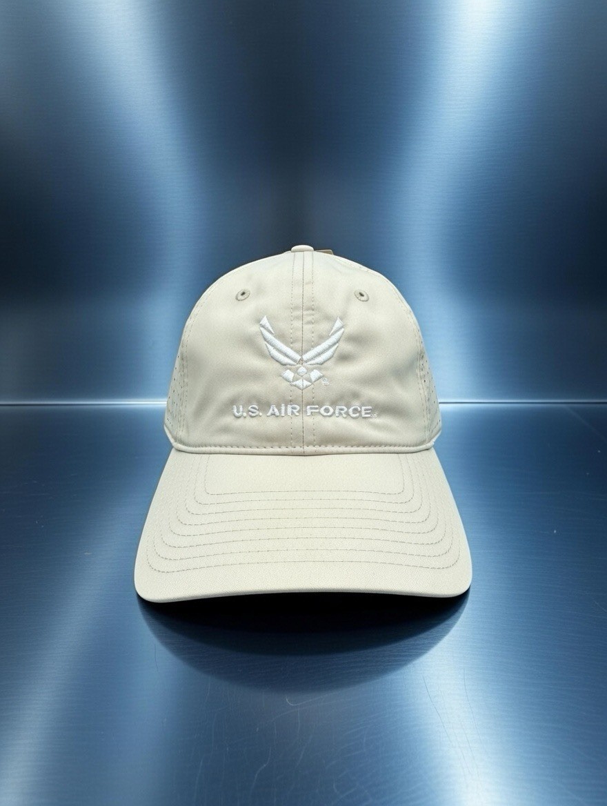United States Air Force USAF New Wing Logo Beige StrapBack Hat Cap – by The Game