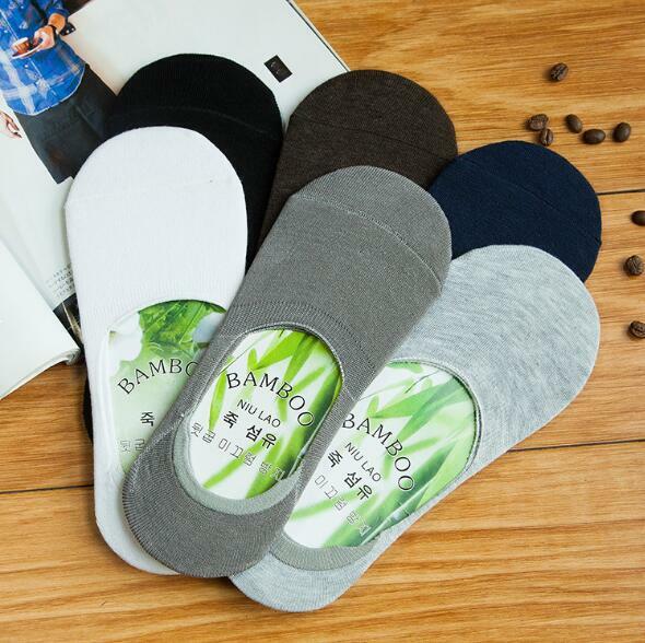 HOT 5 Pairs Men Bamboo Fiber Invisible Nonslip Loafer Low Cut No Show Boat Socks