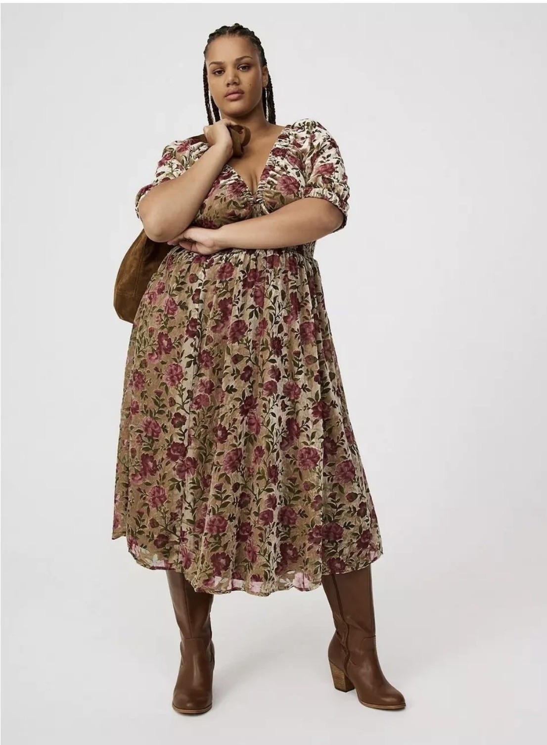 Torrid Velvet Maxi Dress Brown Pink New 4X no tags . Never worn