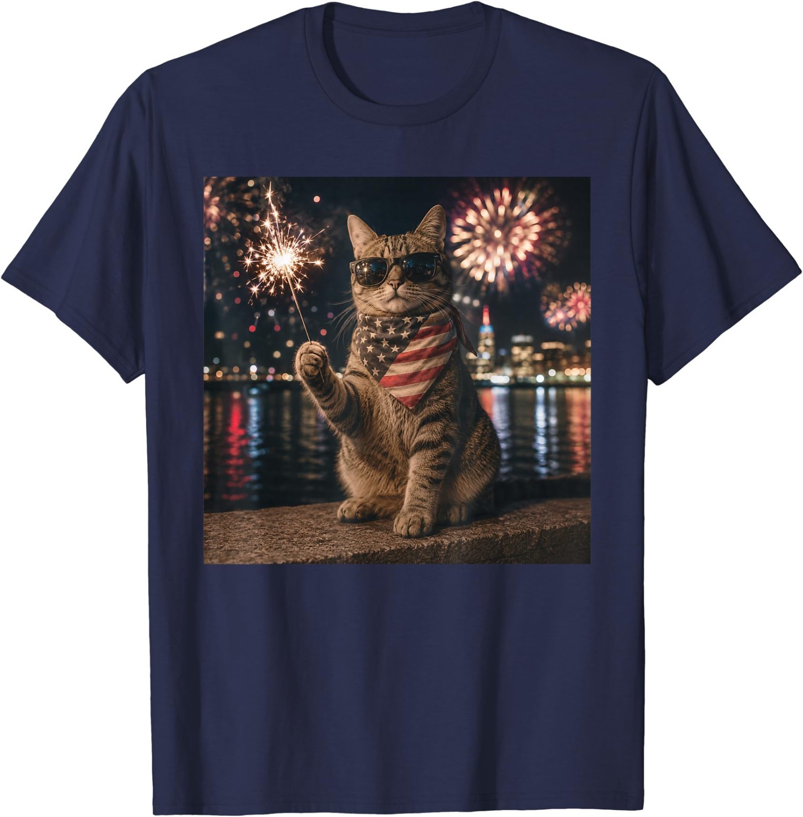 Funny Cat Fireworks Meme Patriotic 4th of July Cat Lovers T-Shirt