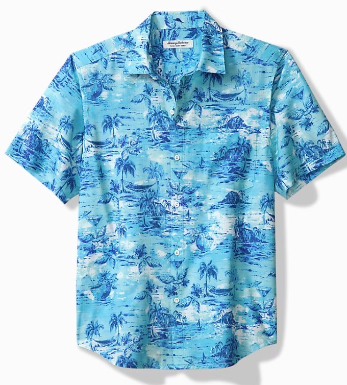 Tommy Bahama Island Zone C OAST TIDAL PURSUIT Stretch Camp Shirt, LGE, XL, 2XL