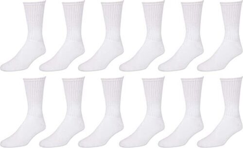 3-6-12 Pairs Men’s Plain Solid Sports Athletic Work Crew Socks Size 9-11 10-13