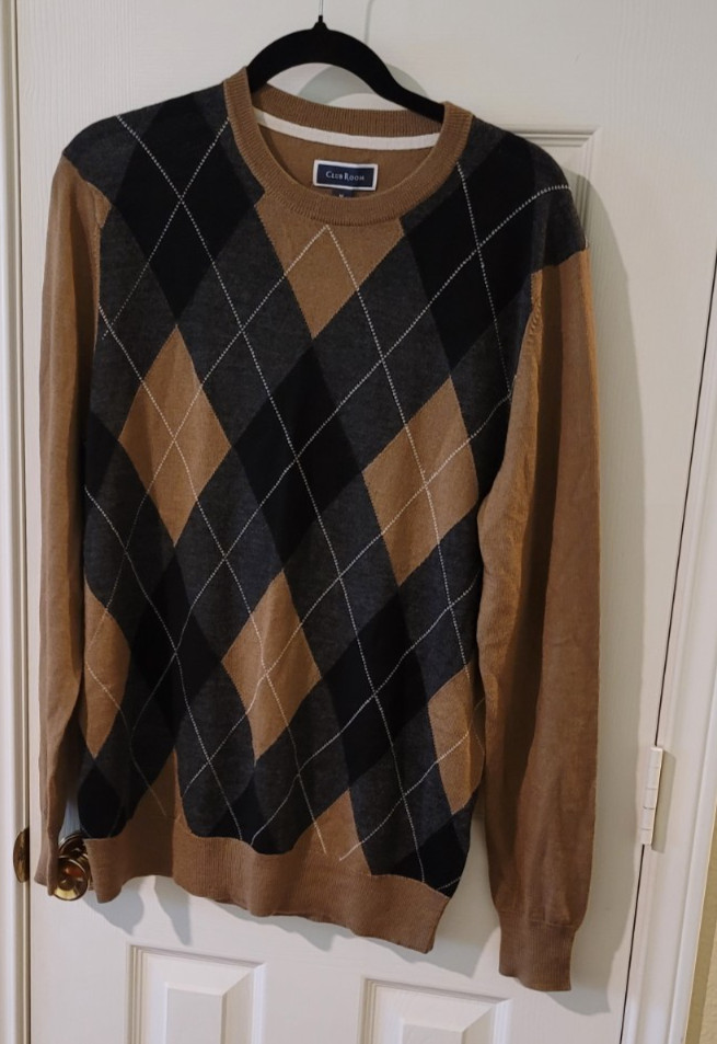 Men’s Winter Fall Church Work Business Day Merino Wool blend sweater size XL $75