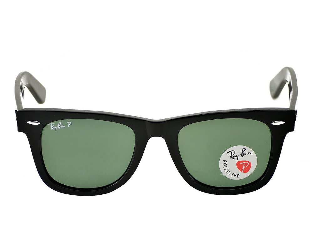 Ray-Ban RB2140 Original Wayfarer Black Frame Polarized Green Lens 50mm Unisex
