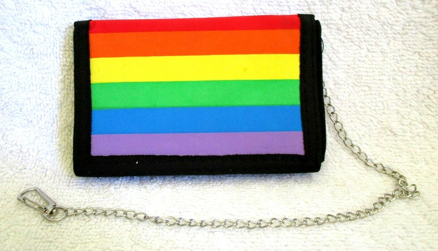 Unisex Rainbow Multi Colored Stripes Gay Pride 4.5″ L x 3″ W Trifold Wallet-New