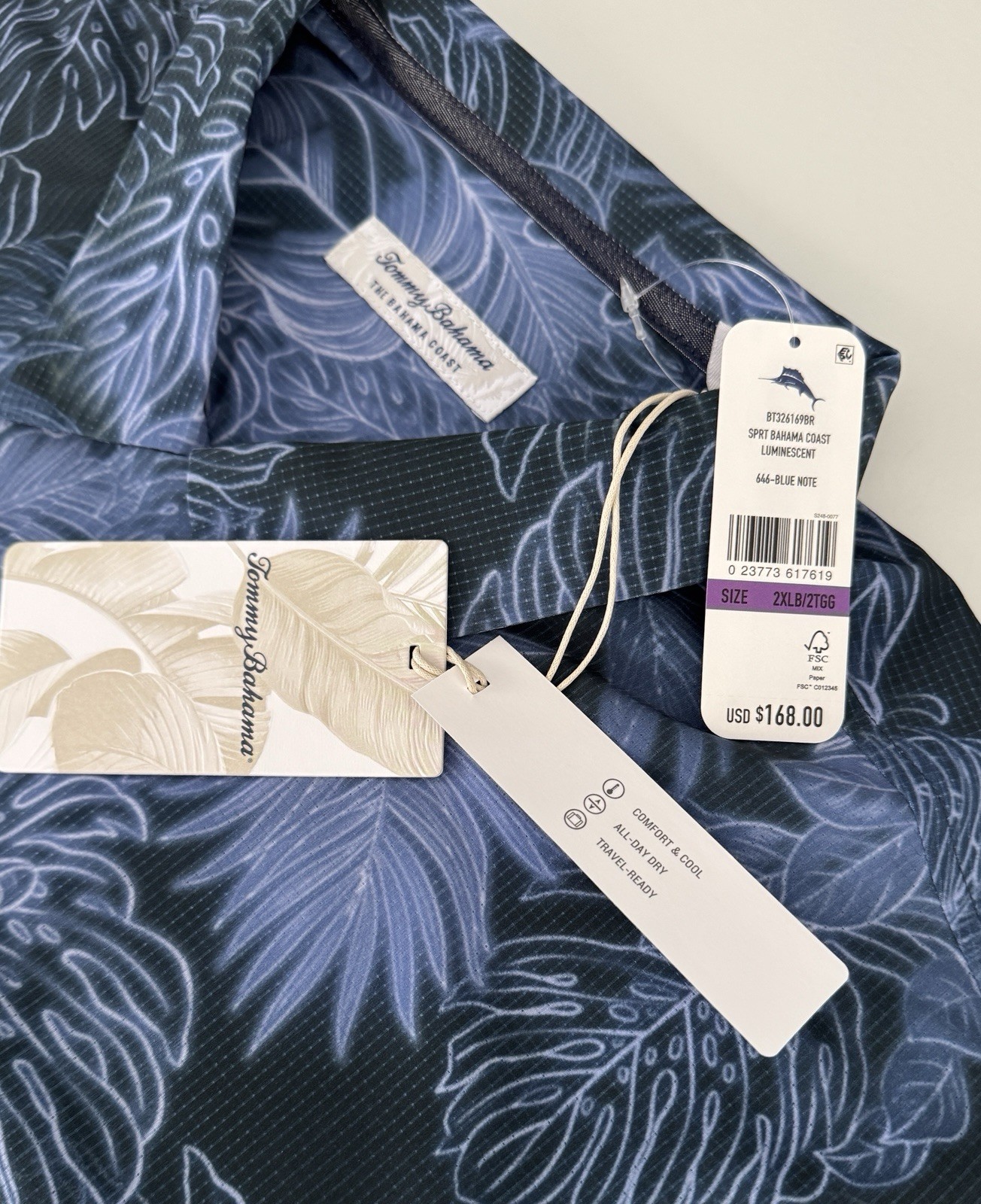 NWT Tommy Bahama Men Big Island Zone 2XLB 3XLB 4XLB 5XLB Navy Palm Stretch F5