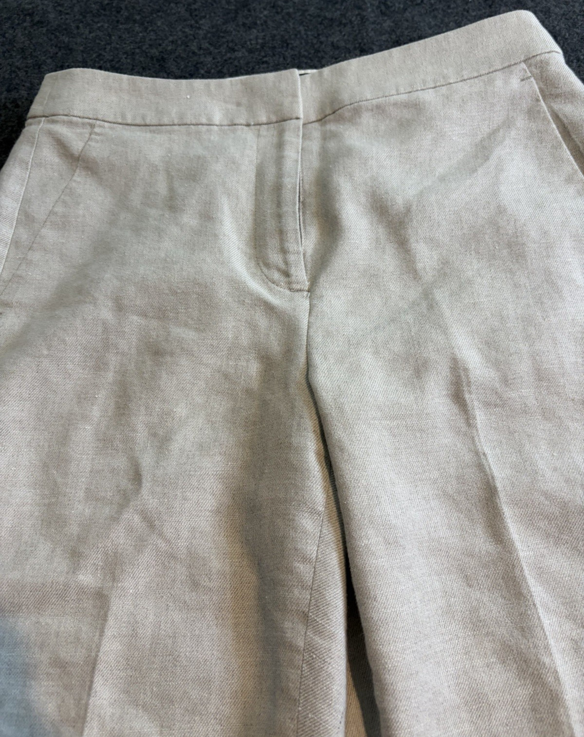 J.Crew Natural Beige Linen Blend Straight Leg Trousers Size 4T Coastal Preppy