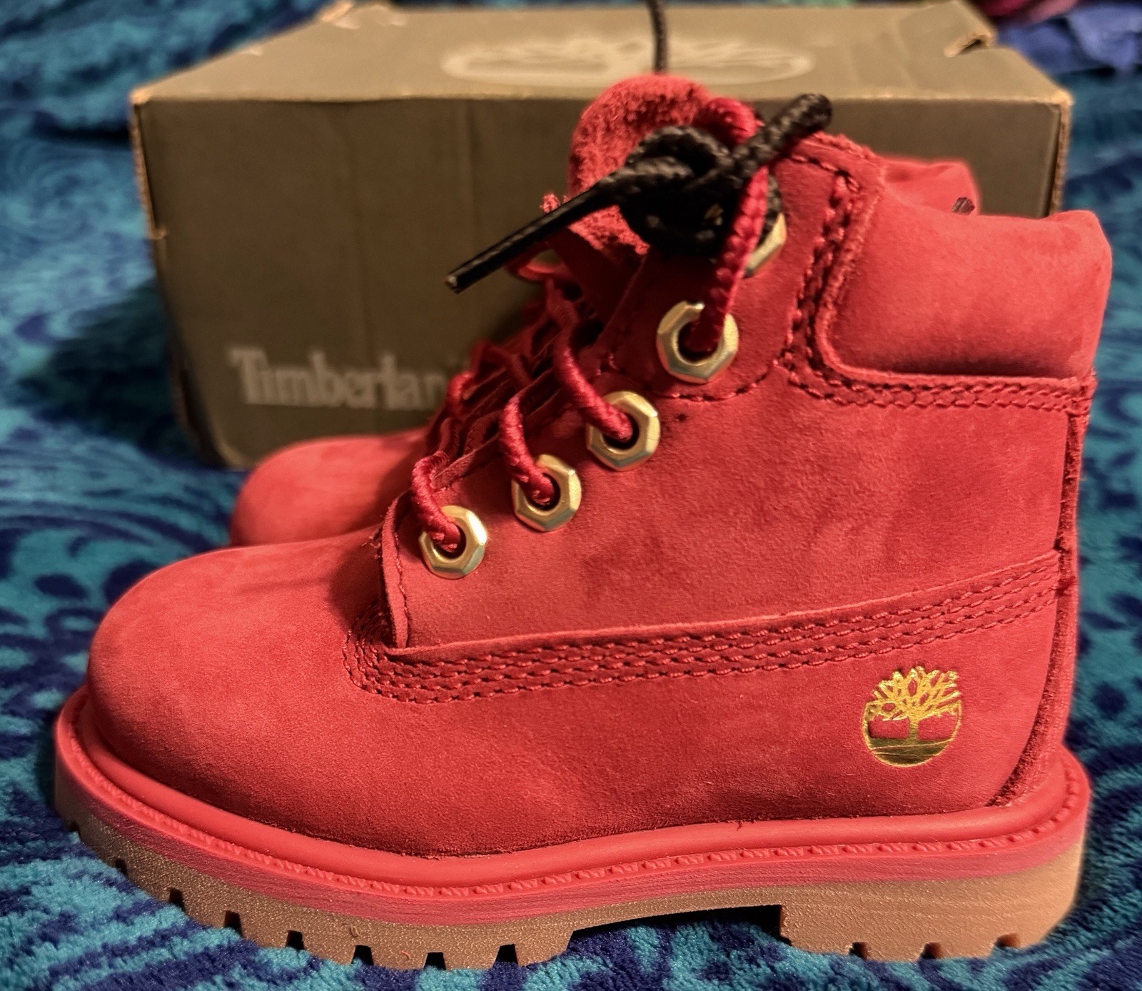NIB “Timberland” Premium Waterproof Boot Dark Red Leather Size US 5 Toddler NEW