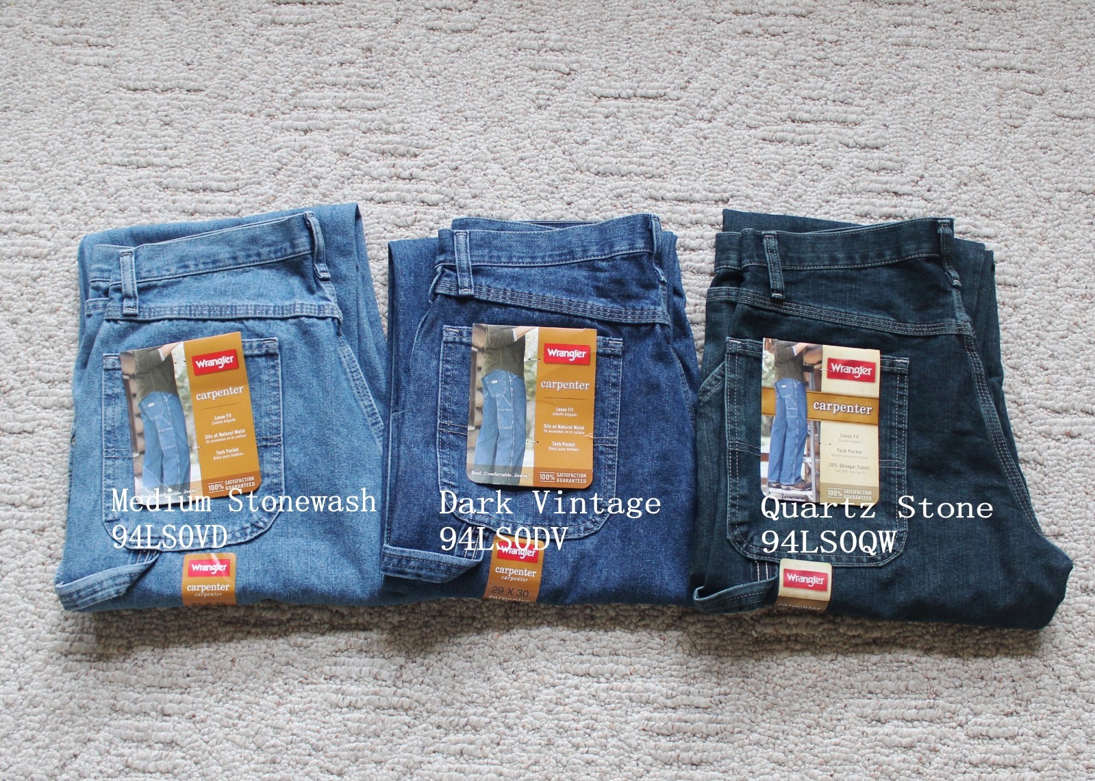 NWT Wrangler Mens Five Star Premium Denim Cargo Carpenter Jeans Relaxed Fit 94LS
