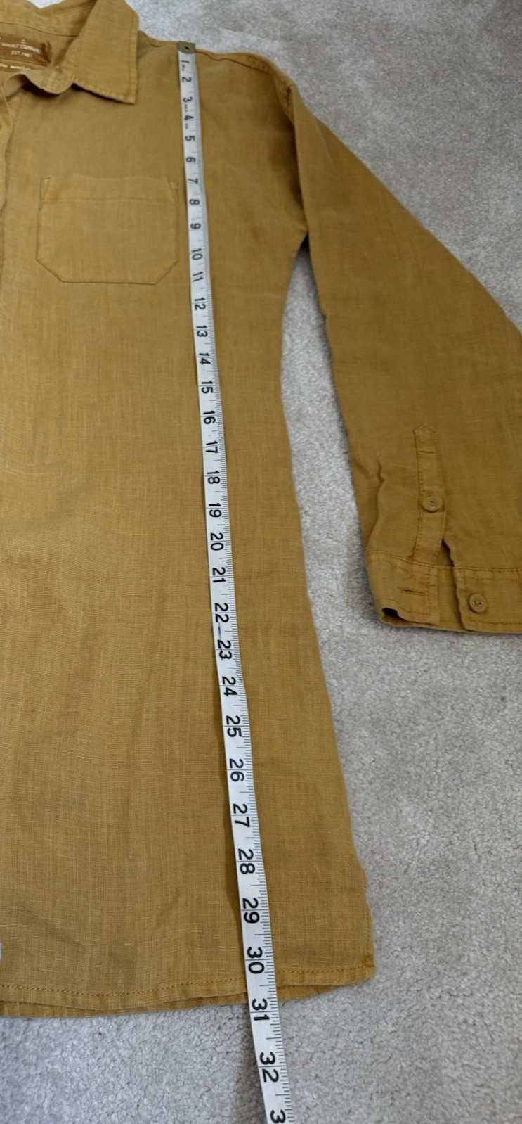 SEASALT ‘NICKY BERRY SHIRT’ 100% LINEN MUSTARD LONG SLEEVE SIZE 8 RELAXED TUNIC