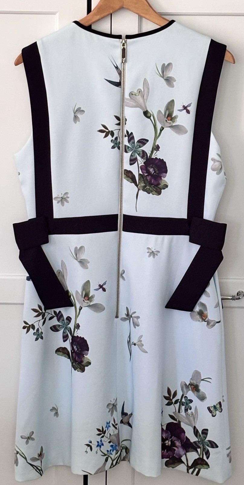 TED BAKER Sz4 Spring Meadow floral print bow A-line dress wedding party US Sz 12