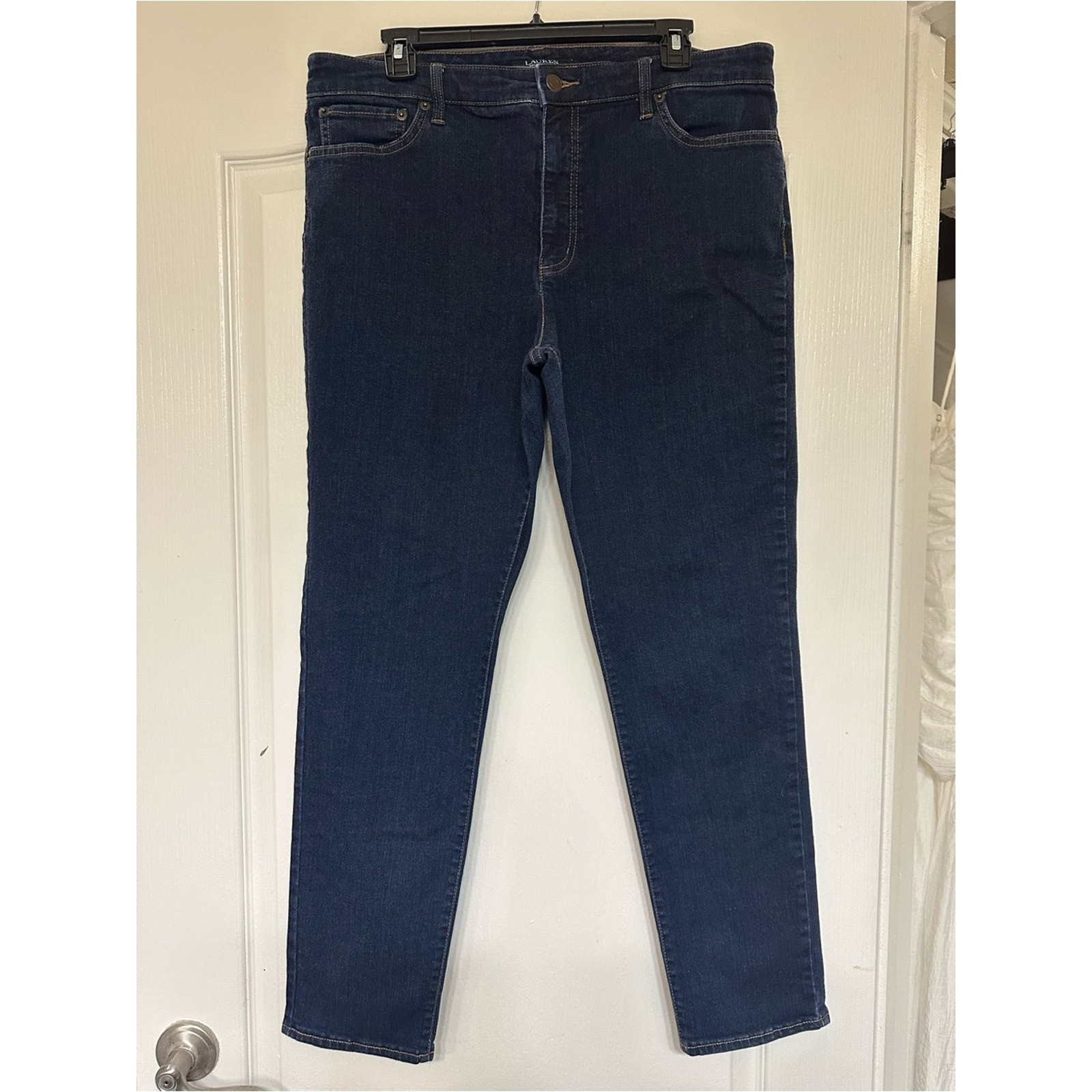 Lauren Ralph Lauren Classic Skinny Curvy Jeans Dark Wash Rinse Stretch 14 16
