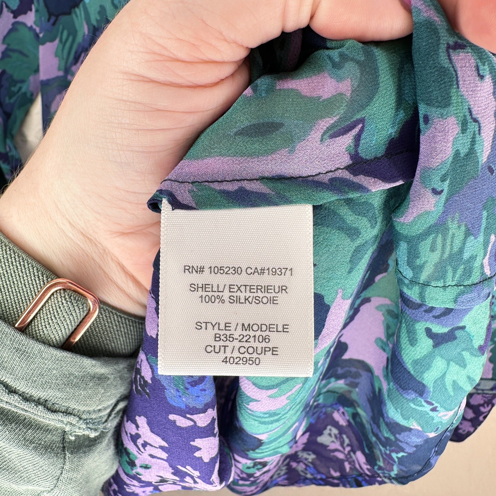 NWOT Joie Gloria Silk Sheer Blue Green Purple Floral Puff Sleeve Blouse Top XS