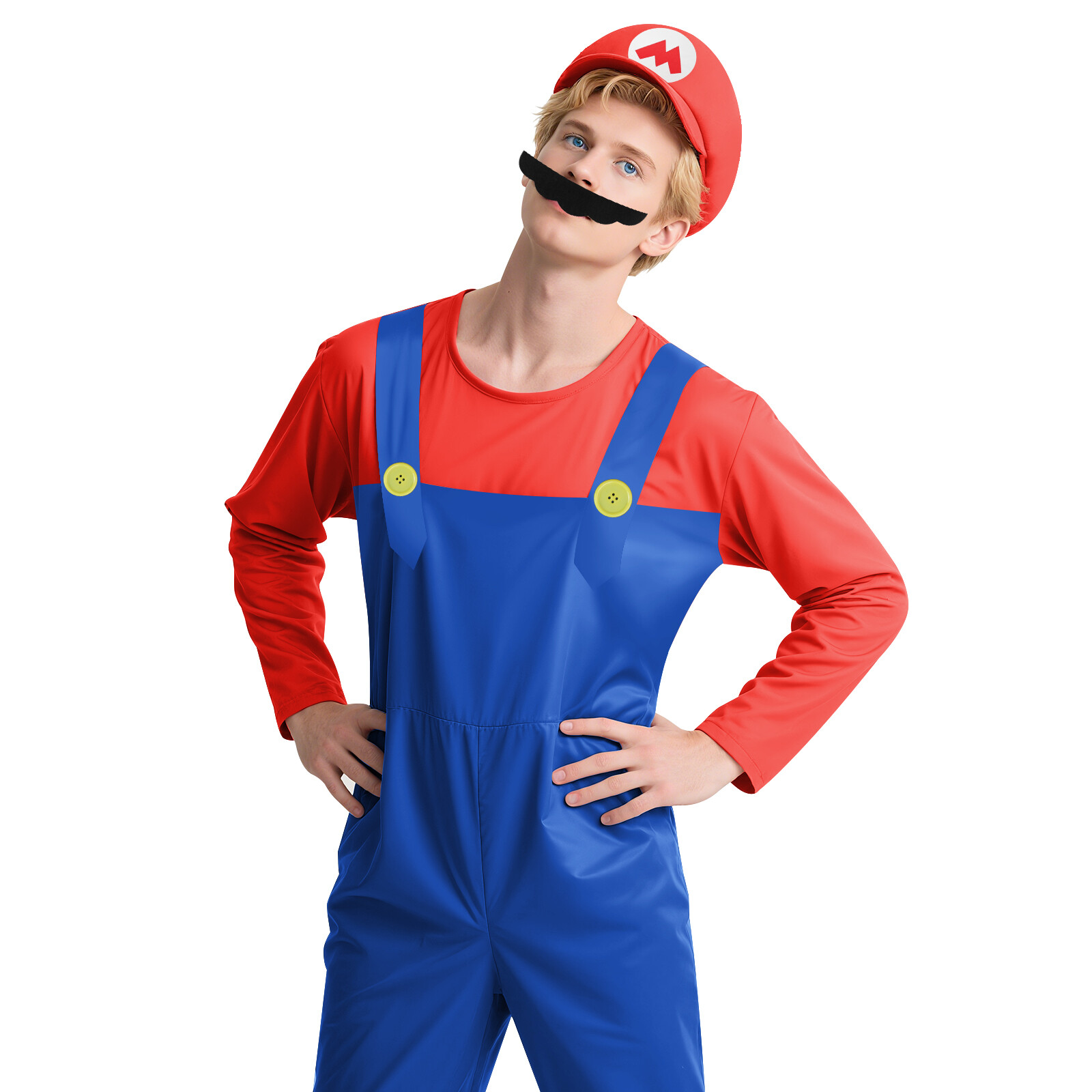Halloween Super Mario Costume and Luigi Fancy Dress Plumber Bros Complete Set