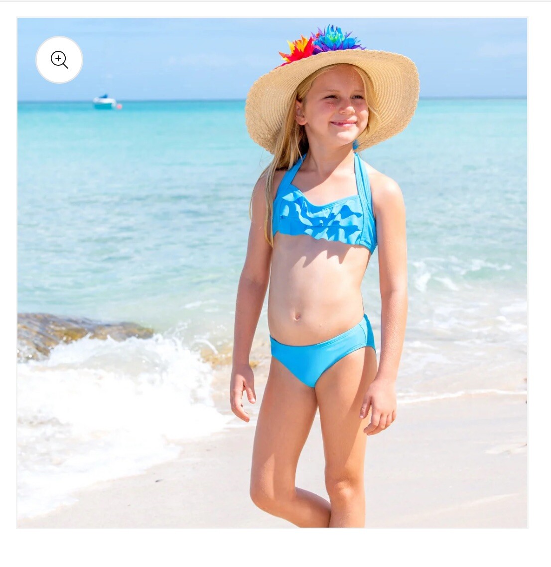 Fin Fun Mermaid Tail Girls sz Small 6 Blue Bikini Fin Swim 5pc Set LTD Ed Print