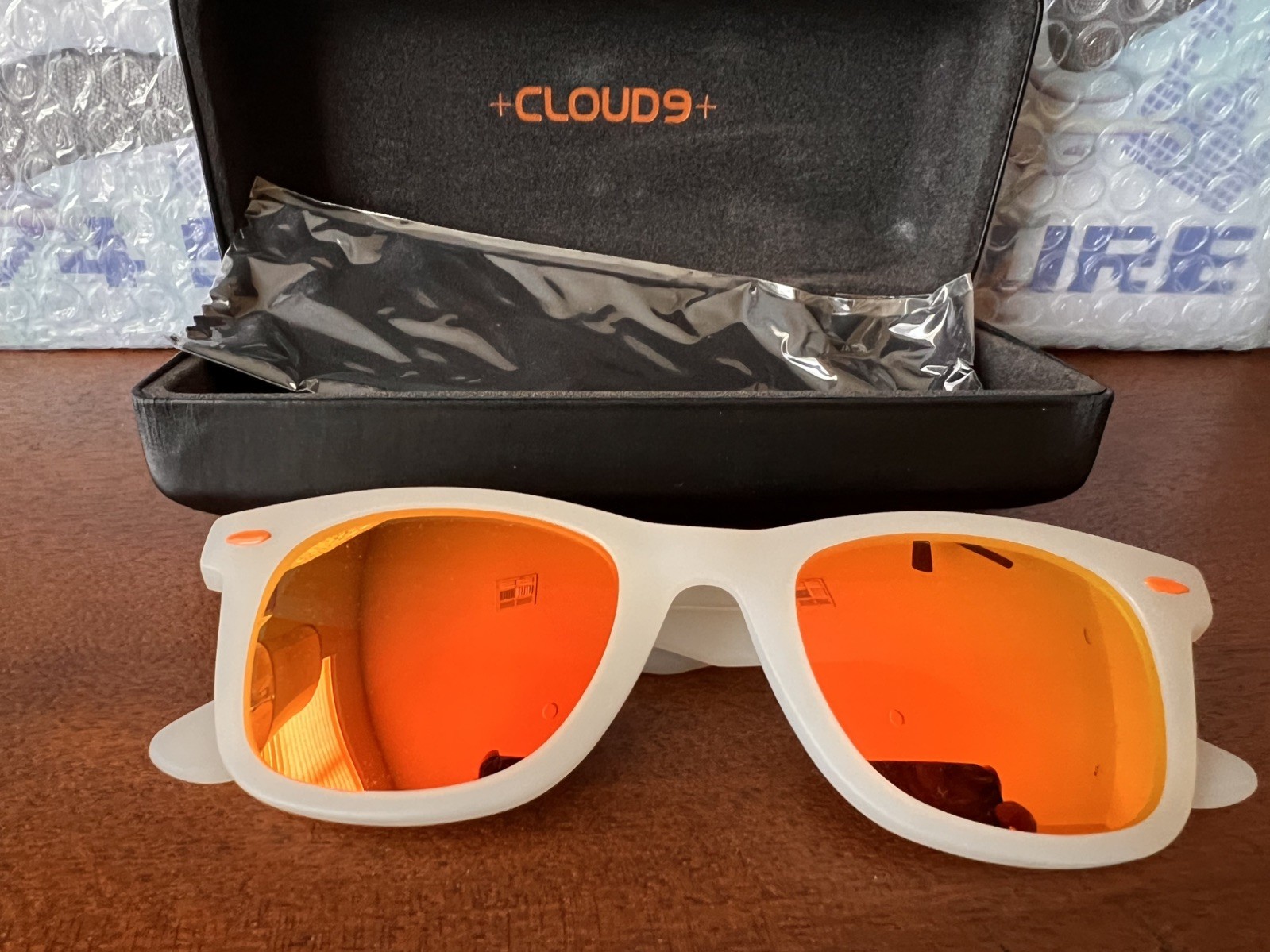 Cloud9 Amber Orange Lens Sunglasses / White Frame with original case