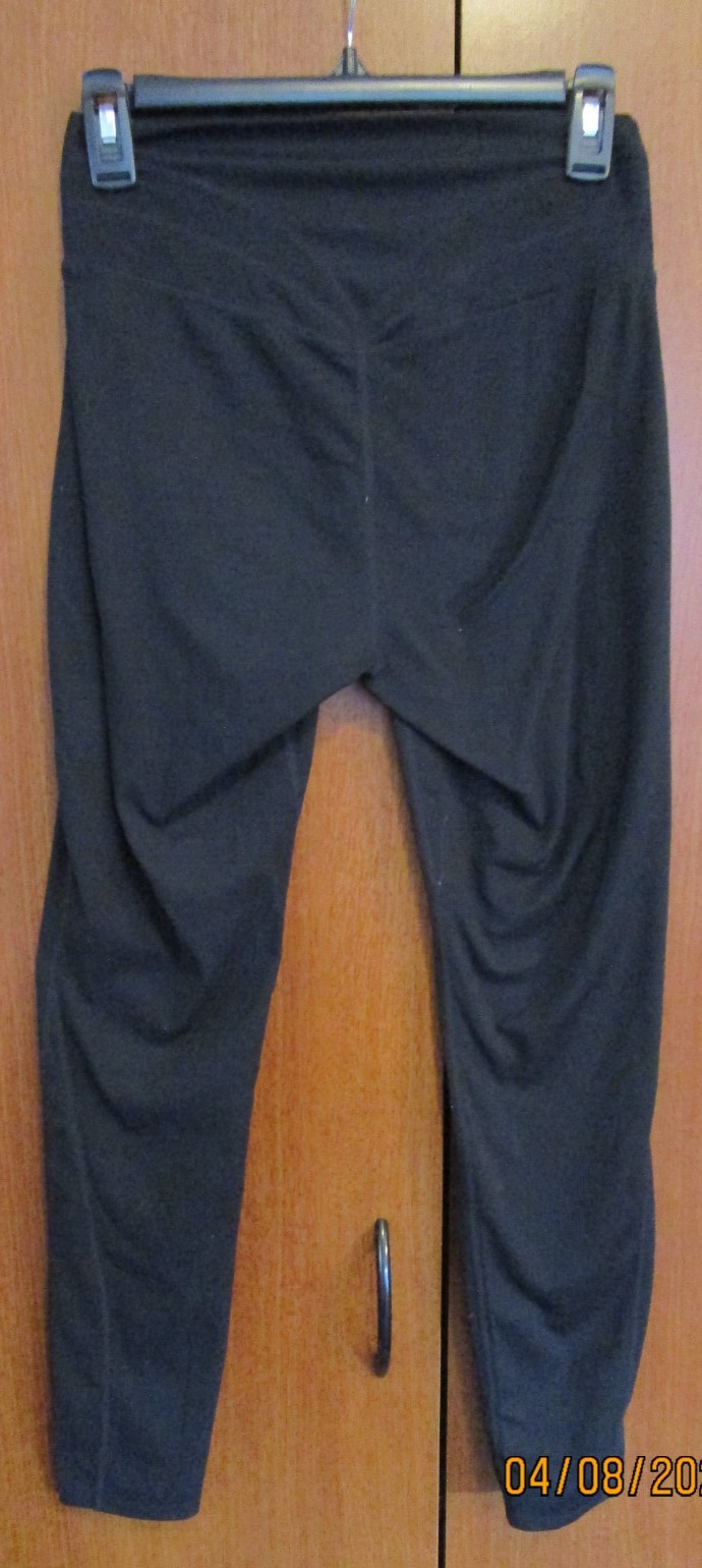 Black Leggings Women Sz Large Nylon & Spandex Waist 25 + Inseam 27.5 in