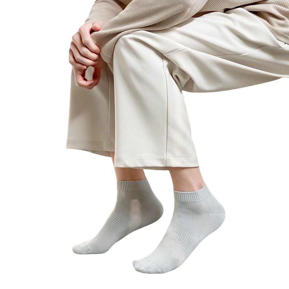 6 Pairs Men’s Cotton Low Cut Socks Stretch Elastic Breathable Short Boat Socks