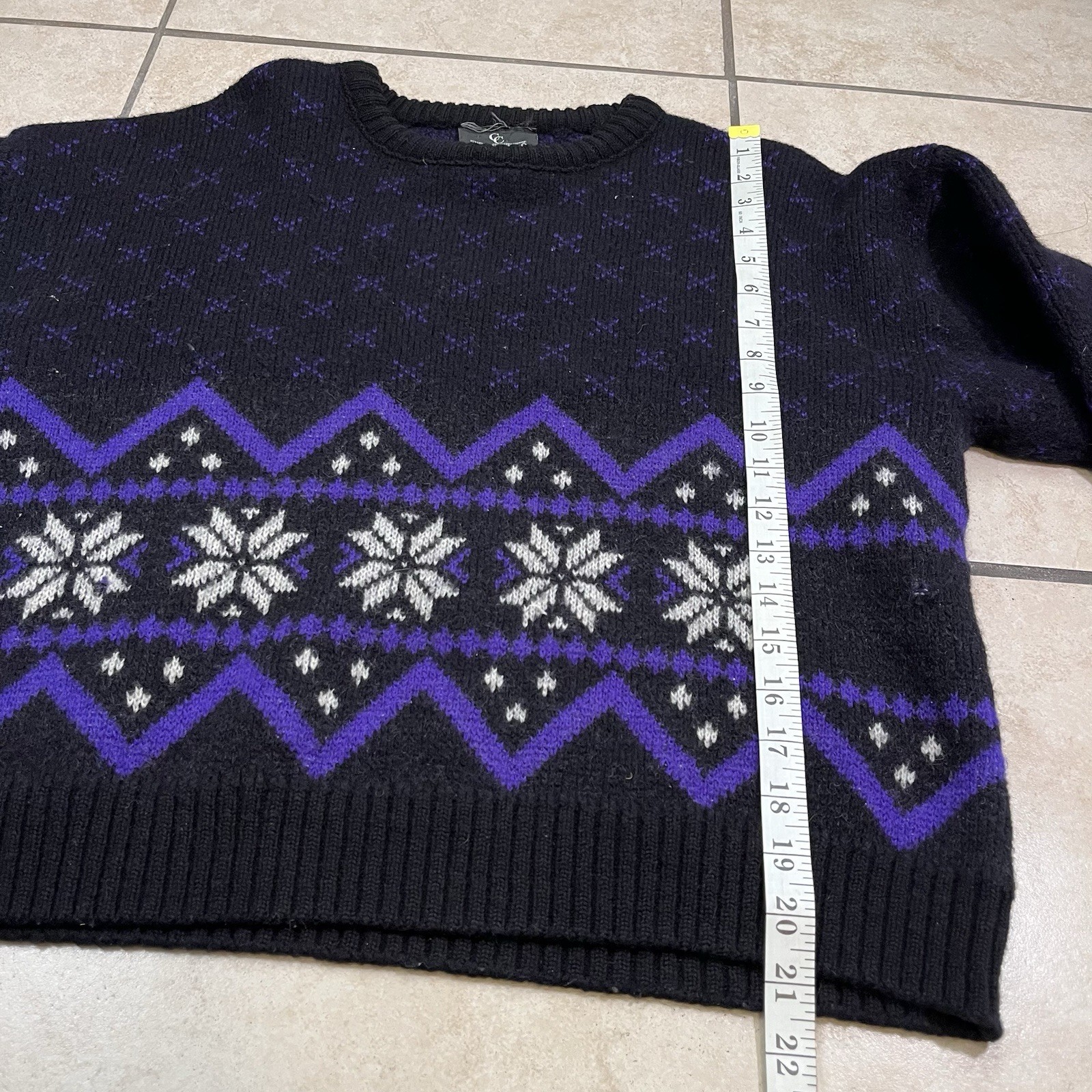 Vintage 1990s Cappello Women’s Size 54 Abstract Knitted Sweater Purple 100% Wool