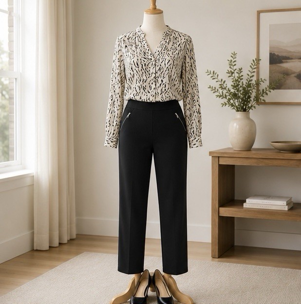 Zac & Rachel Women 12 Black Pull On Ankle Pants Slim Career Stretch Office Zip