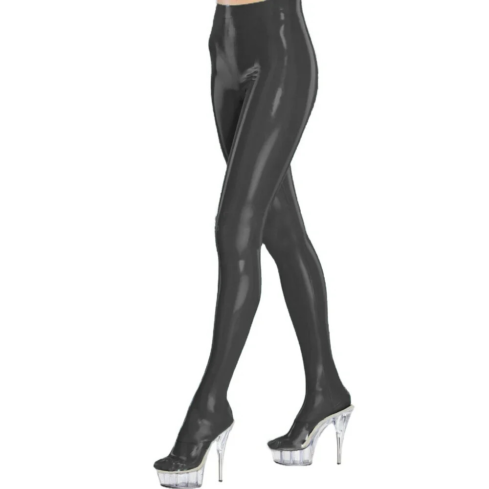 Women Skinny Full Footed Pvc Legging Faux Latex Stretchy High Waist Trousers
