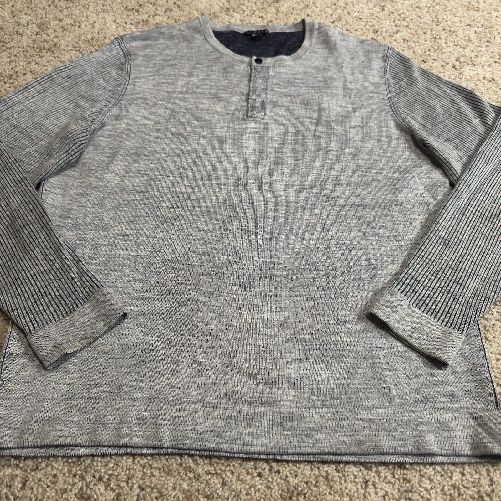 Theory Axion Rigelle Merino Wool Linen Blend Sweater Knitted Fabric Men’s XL