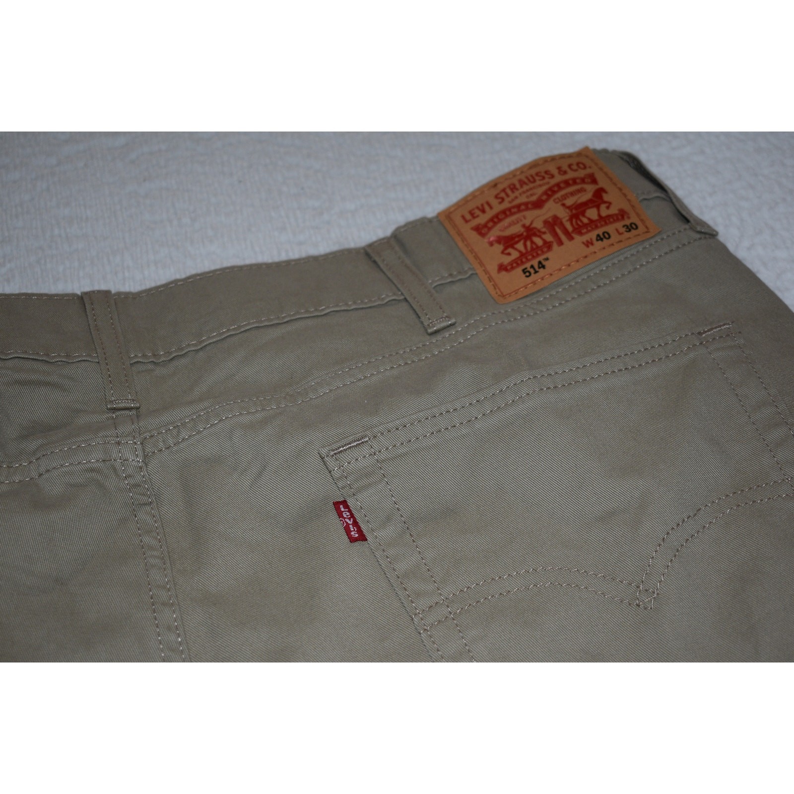 Levis 514 Pants Mens Size 40 x 30 Straight Stretch Tan Cotton 5 Pocket NEW