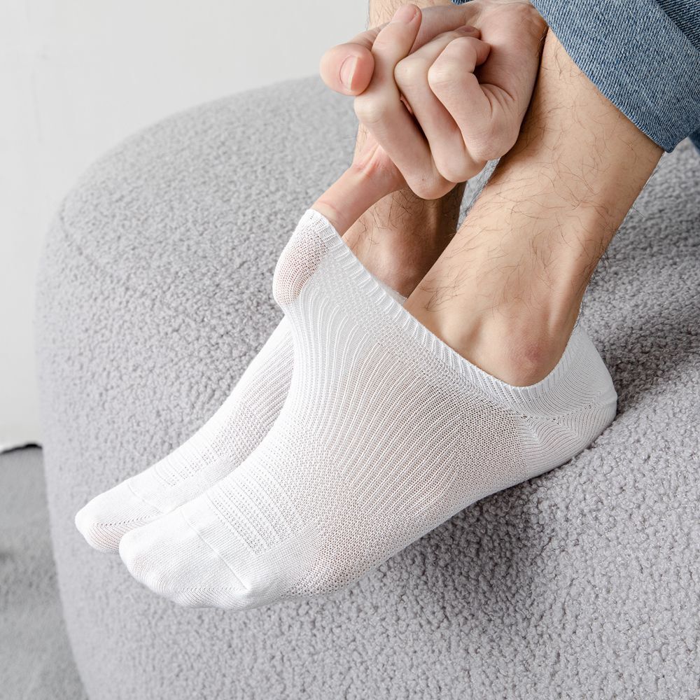 5 Pairs Men Cotton Short Tube Low Cut Boat Socks Breathable Thin Stretch Socks