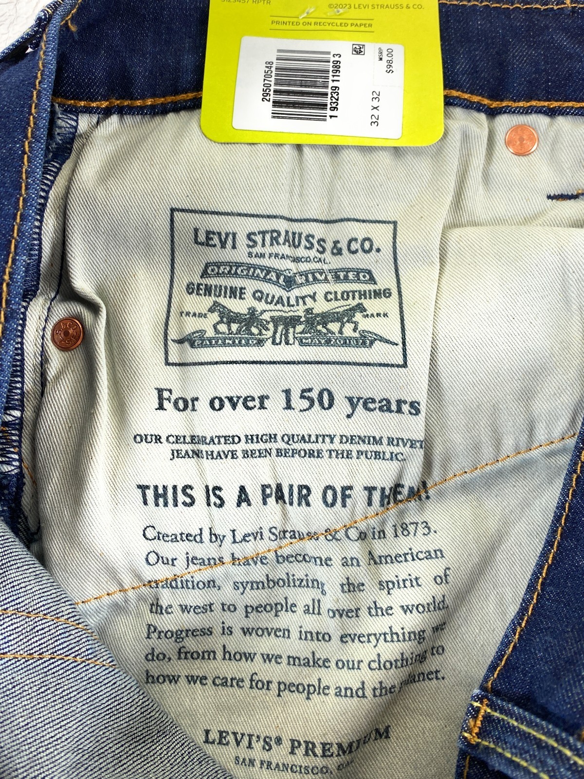 NWT Levi’s Premium Men’s 502 Regular Taper Flex Denim Blue Jeans 32×32