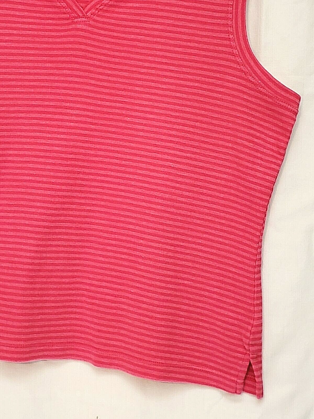 Gloria Vanderbilt Tank Top Stretch Stripes V-Neck Career Lagenlook Beachy XL