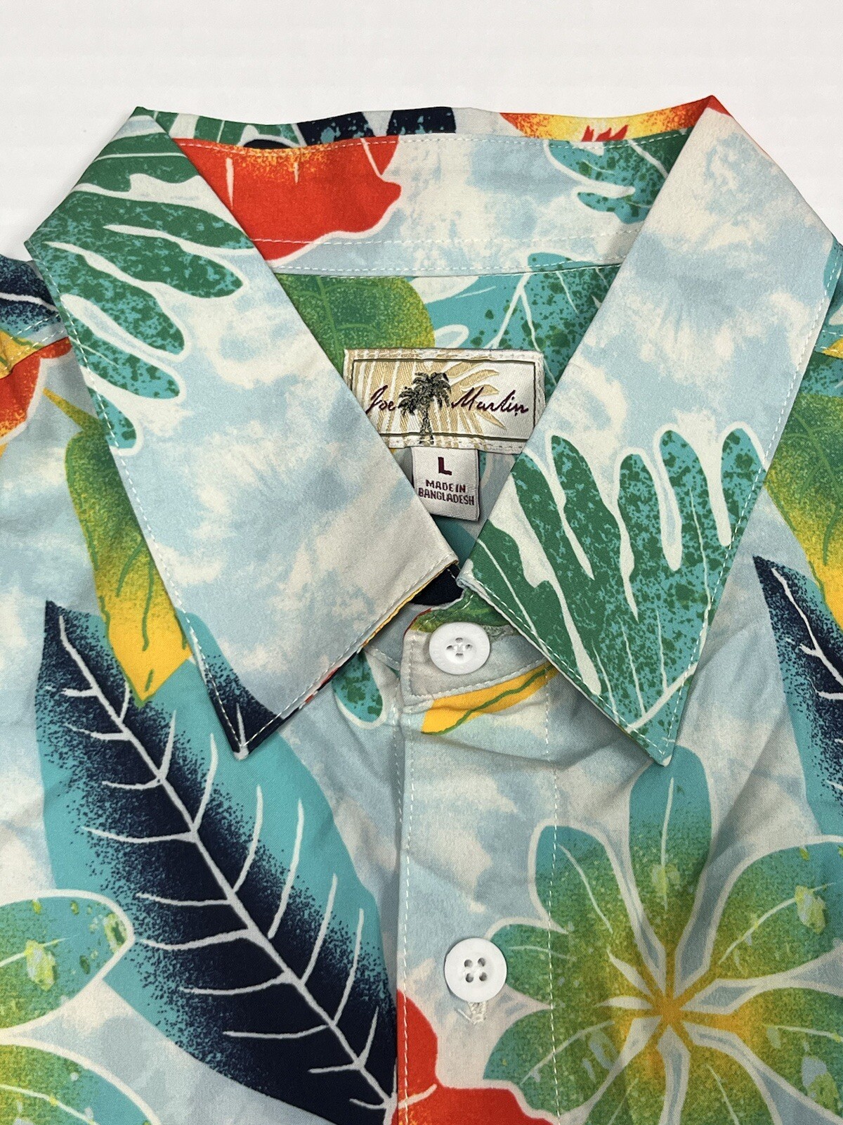Joe Marlin Button Up Hawaiian Shirt Men Large Vibrant Floral Wicking Fishing NWT