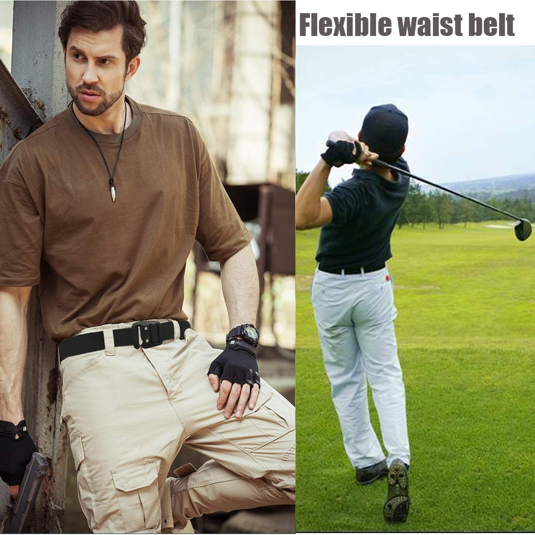 Mens Tactical Belt Military Elastic Stretch Duty Riggers Belt Metal Buckle
