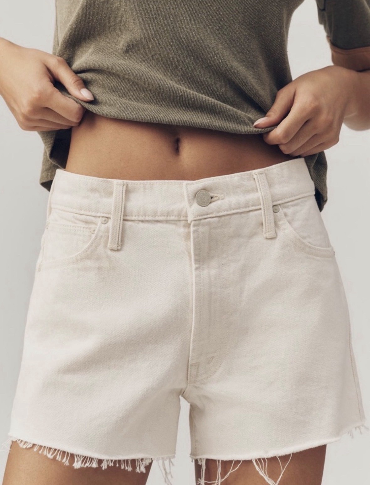 NWT MOTHER Dodger Fray Cut-Off Shorts Natural Selection Cream-colored SZ 27