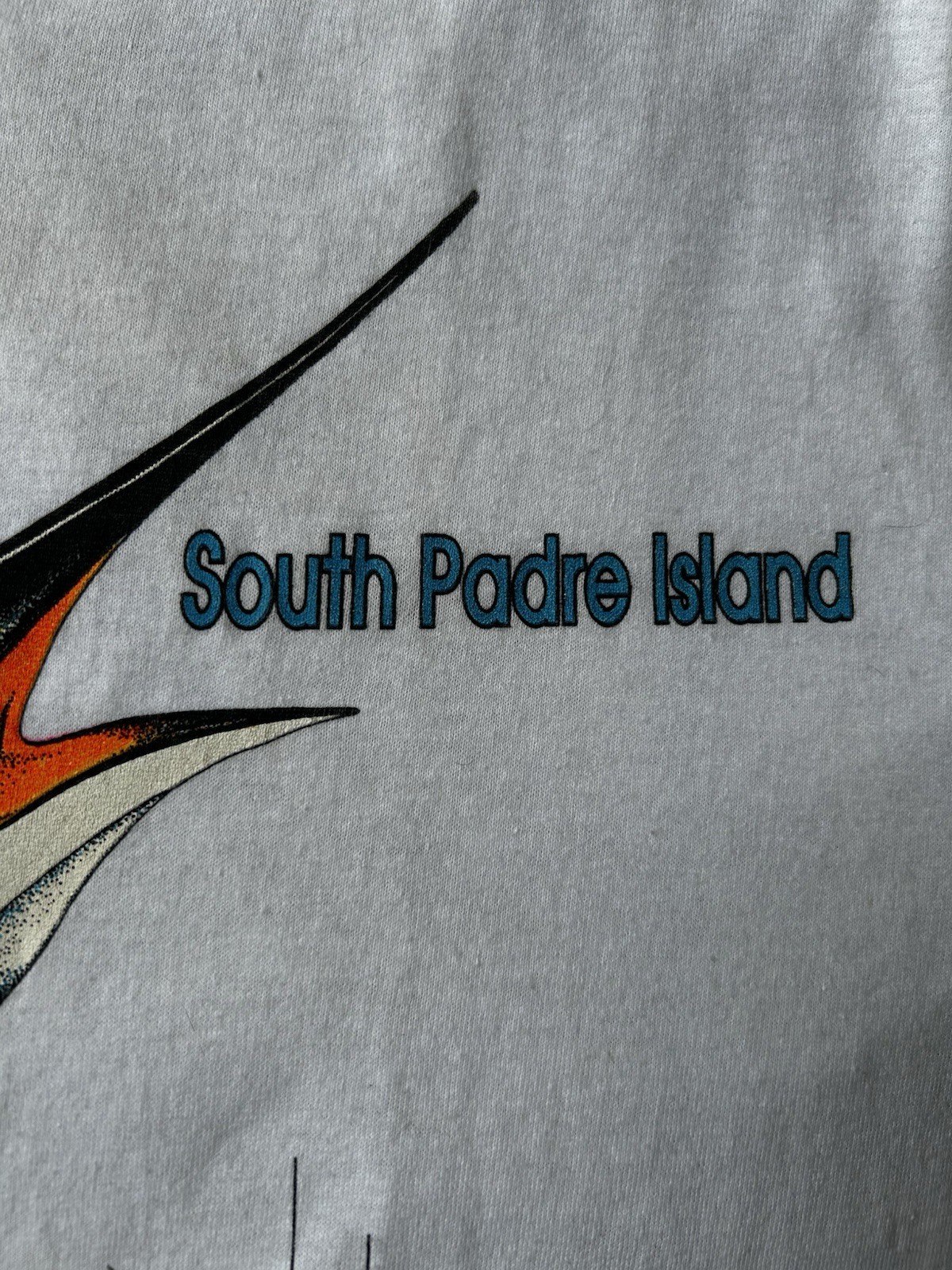 Vtg 90s Tees VT 3D Puff Print South Padre Island Fishing T Shirt XL Marlin Boat