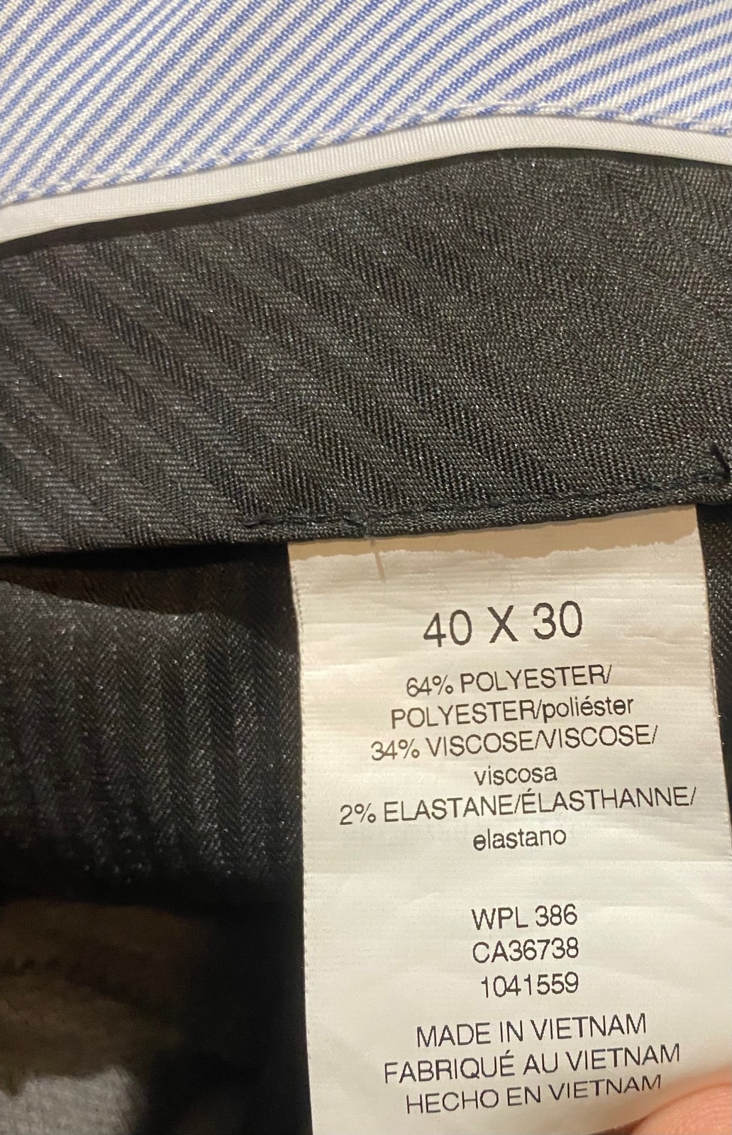 J M Haggar Dress Pants Mens 40×30 Classic Fit Gray Textured Poly Viscose Stretch