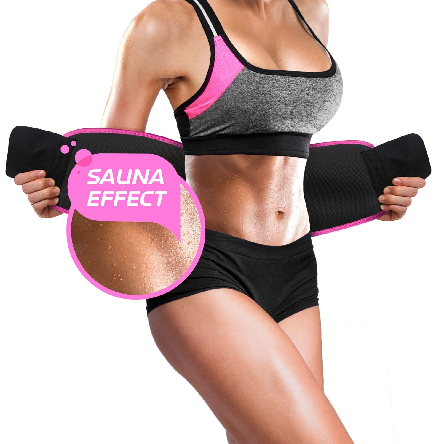 Waist Trainer for Women & Men Lower Belly Support Belt Sauna Effect Pink L Size